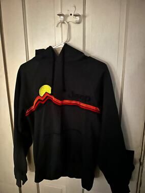 JEDCO M Black Pullover Fleece Cotton Hoodie Graphic Print Pockets